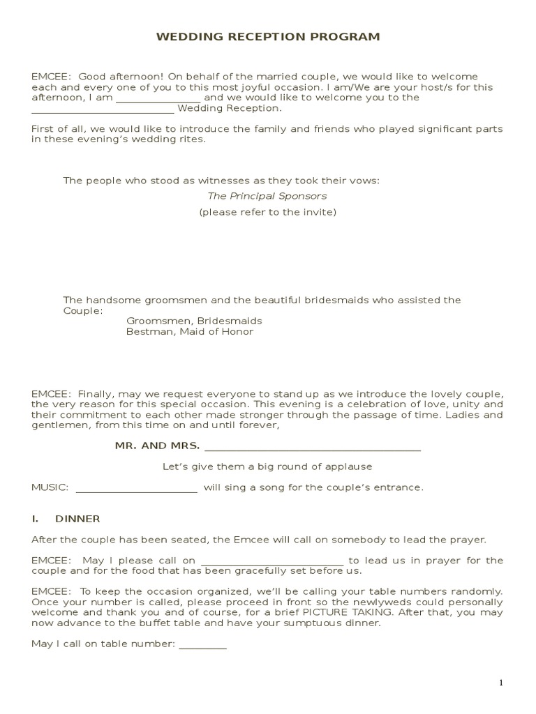 Program Script Golden Wedding Buenaventura Ceremonies Fashion Related Occasions