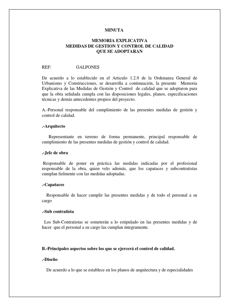 Medidas de Control y Calidad Con Mitigacion | PDF | Contratista general ...