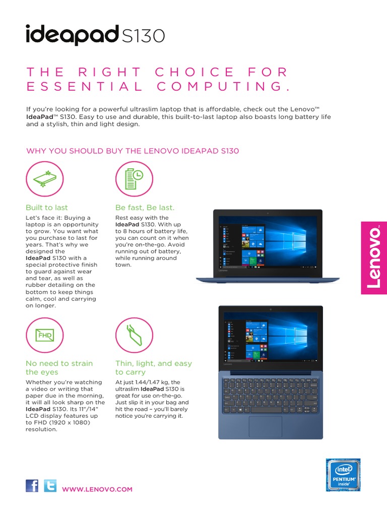 Emea Ideapad S130 11igm 14igm Ds En Consumer Electronics Computer Hardware