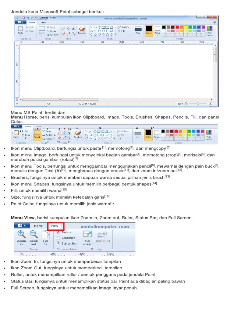 Jendela Kerja Microsoft Paint Pdf