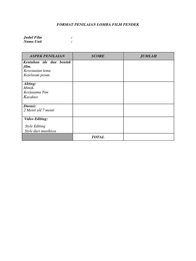 Format Penilaian Video Guru Paud