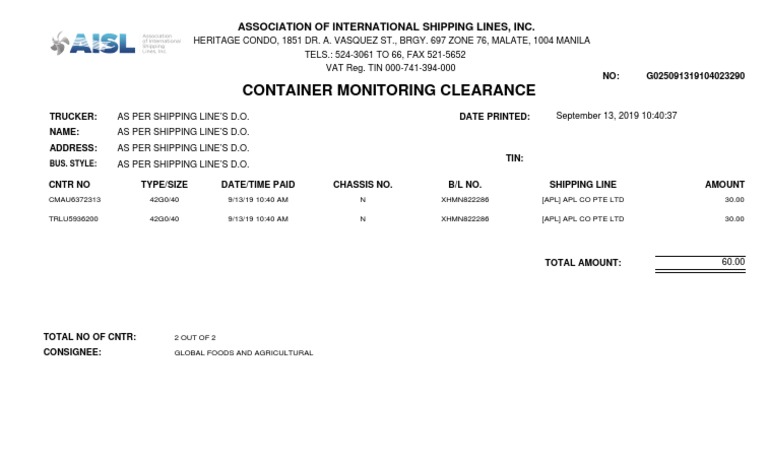 Container Monitoring Clearance Report | PDF