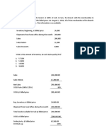 FINAL ROUND-Difficult-AFAR 1. The Home Office Bills Its Branch at 120% of Cost. in Turn, The Branch Sells The Merchandise To