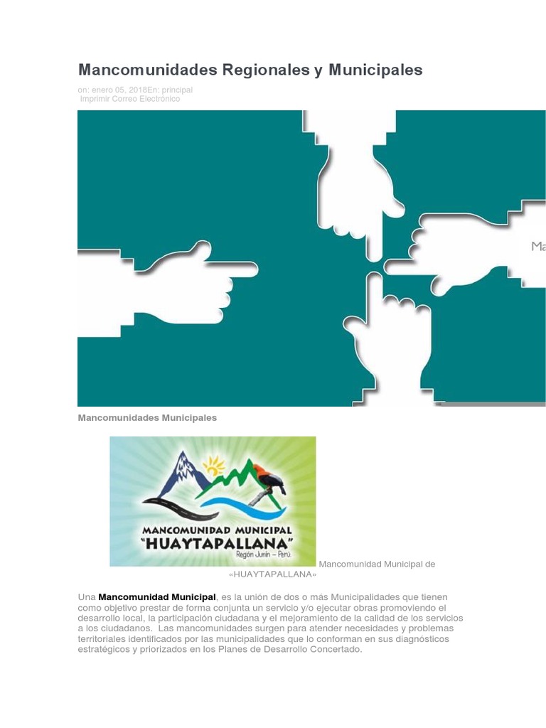 Mancomunidades Regionales y Municipales | PDF