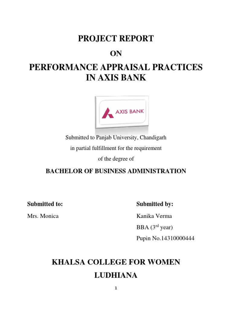 Performance Appraisal Practices in Axis Bank: Project Report | PDF ...