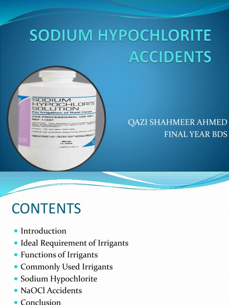 Final Sodium Hypochlorite Accidents PDF Medical Specialties
