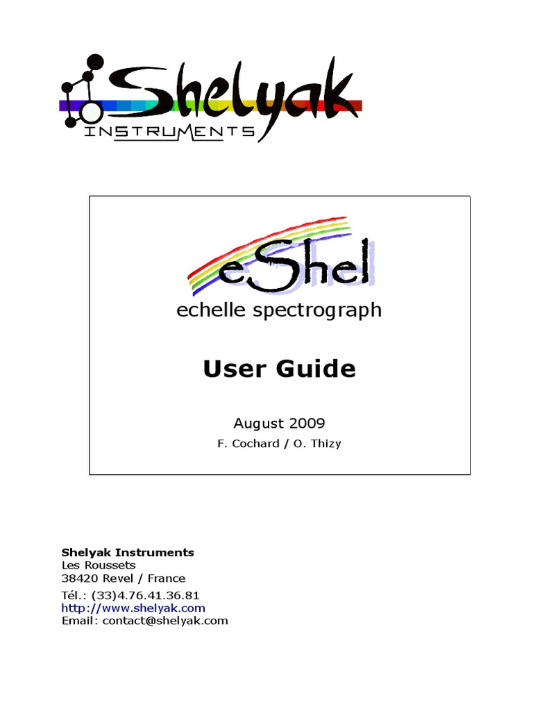 Eshel User Guide | PDF | Optical Fiber | Raw Image Format