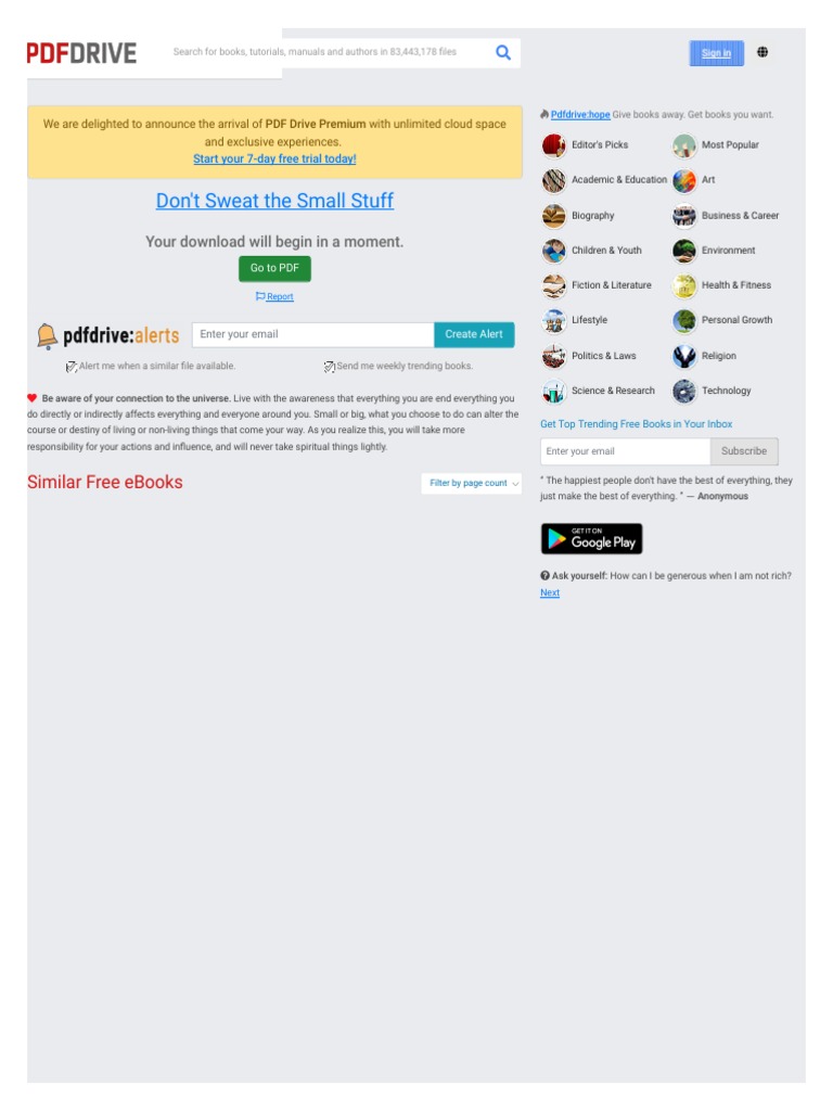 Don't Sweat The Small Stuff: Your Download Will Begin in A Moment | PDF ...