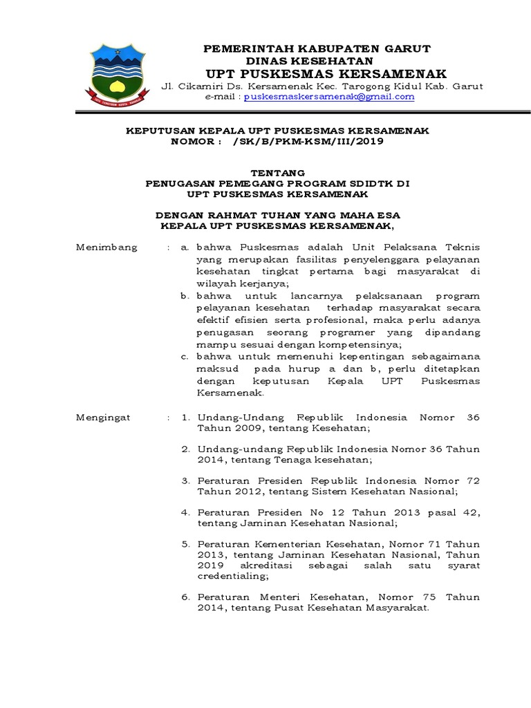 Penugasan Program SDIDTK Puskesmas Kersamenak | PDF | Teknologi & Rekayasa