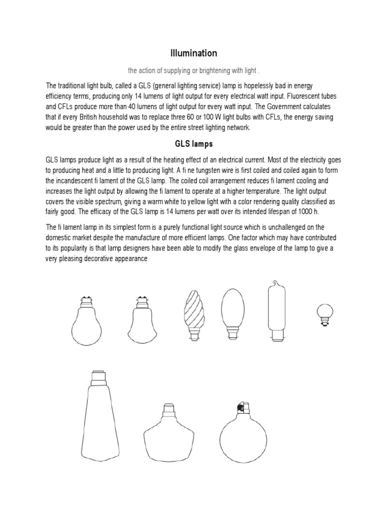 Illumination: GLS Lamps | PDF | Incandescent Light Bulb | Fluorescent Lamp