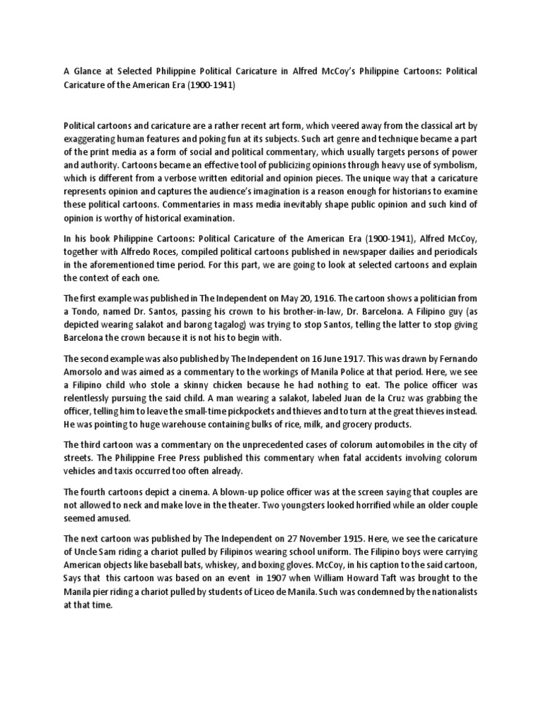 A Glance at Selected Philippine Political Caricature in Alfred McCoy | PDF  | Corazon Aquino | Philippines