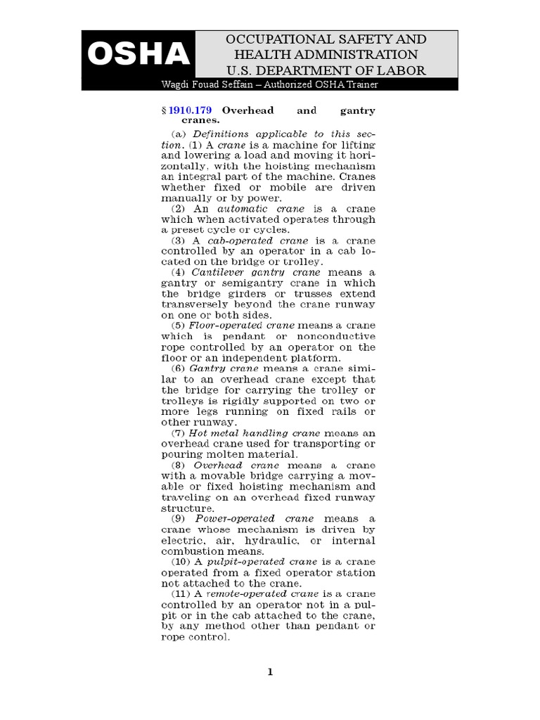 Crane Safety PDF Occupational Safety And Health Administration