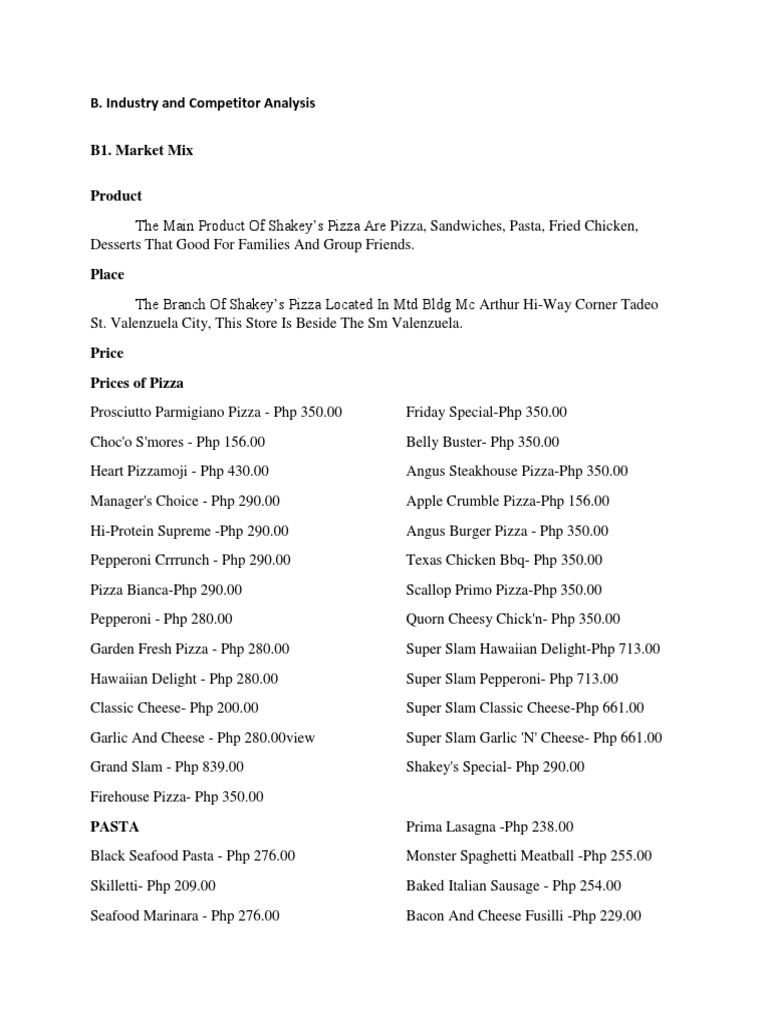 B. Industry and Competitor Analysis | PDF | Fast Food | Pizza