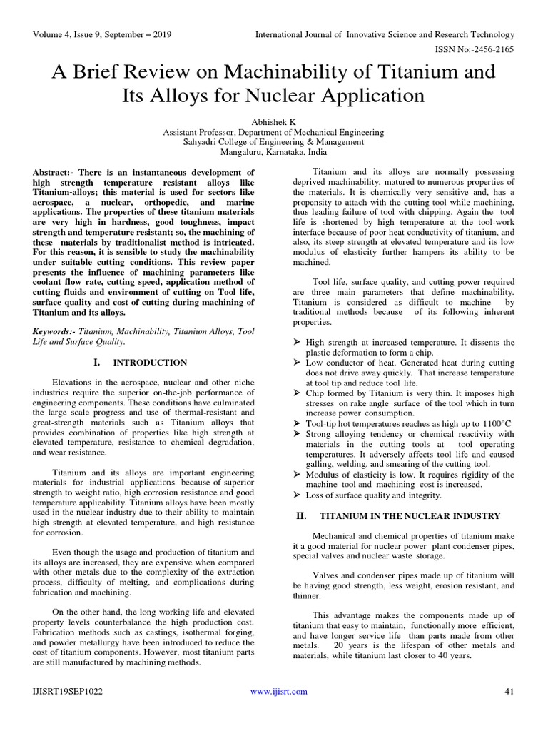 Machinability of Titanium Alloys in Nuclear | PDF | Titanium | Machining