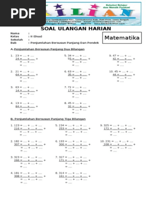 Soal Matematika Kelas 2 Sd Sub Bab 2 Penjumlahan Bersusun Panjang Dan Kunci Jawa Pdf