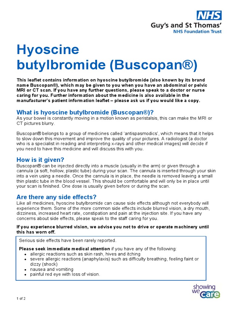 Hyoscine Butylbromide Buscopan | PDF | Emergency Department | Radiology
