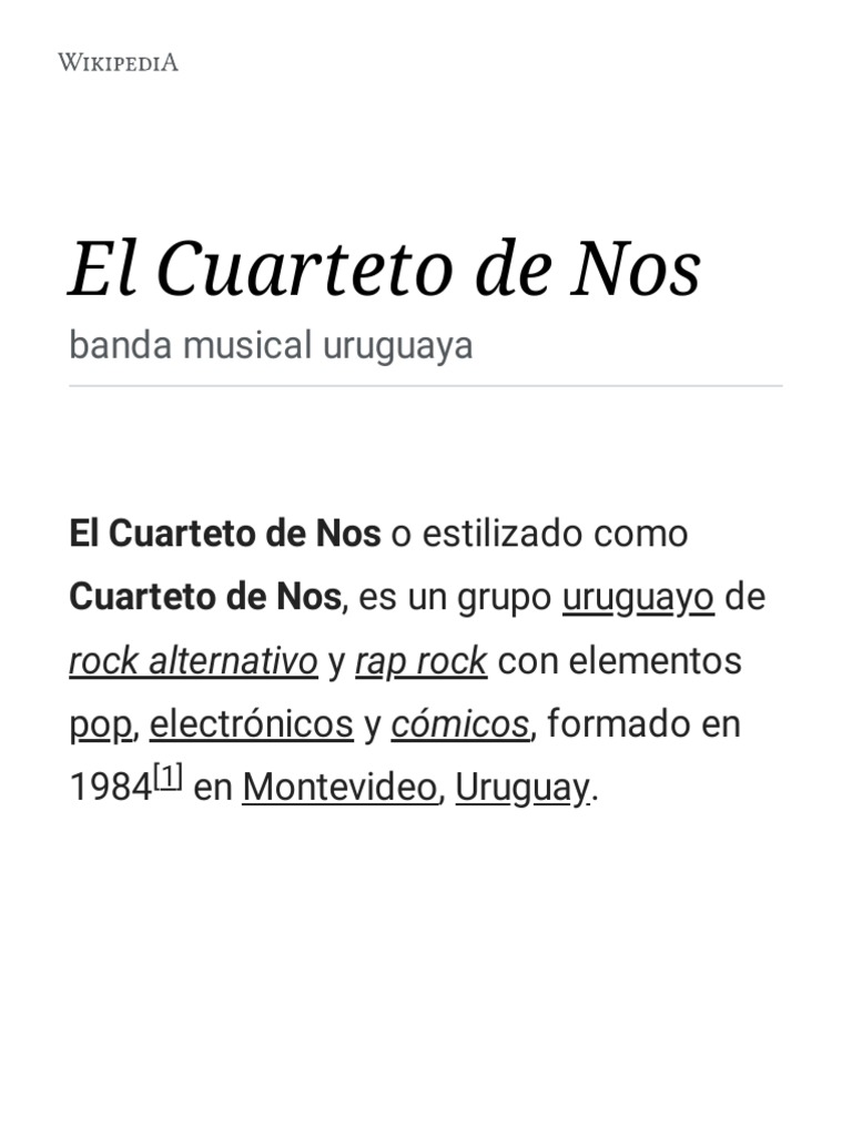 El Cuarteto de Nos Wikipedia, La Enciclopedia Libre PDF Entretenimiento (general)