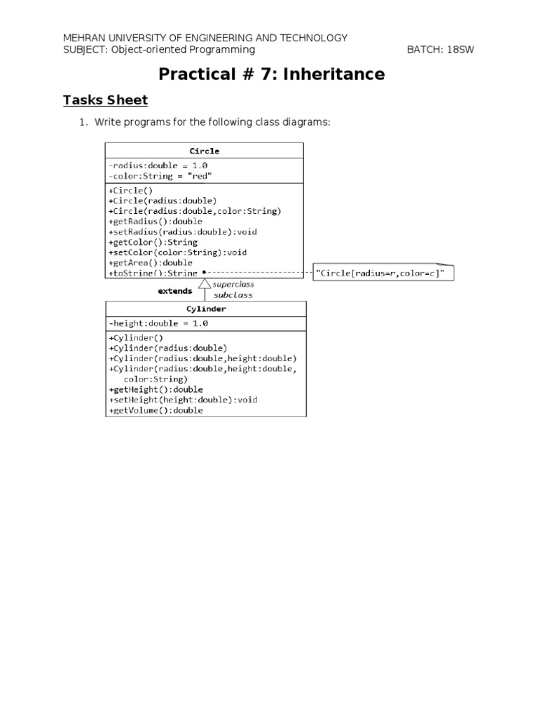 Inheritance in OOP: Practical Tasks | PDF | Computers | Technology ...