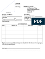 Product Return & Repair Form: Walk In: Evergreen Light SDN BHD / C/O: SC Origin