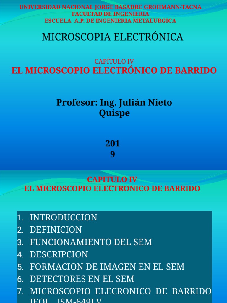 Cap 4 Sem Pdf Microscópio Electrónico Escaneando Electrón
