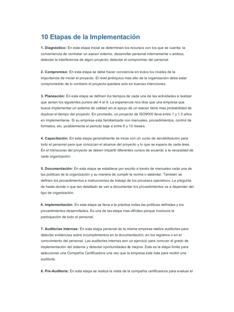 10 Etapas de La Implementación | PDF | Auditoría | Business
