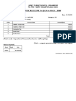 Army school Udhamapur fee receipt Jan-Mar 2019