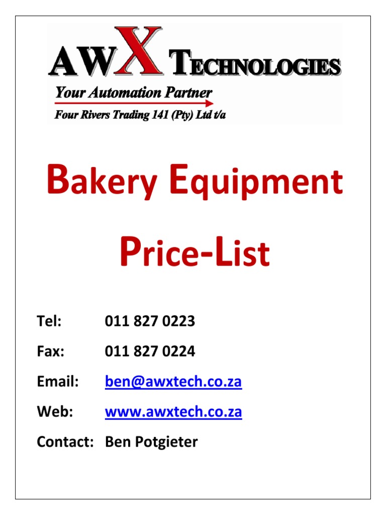 Bakery Equipment PDF Toast Baked Goods