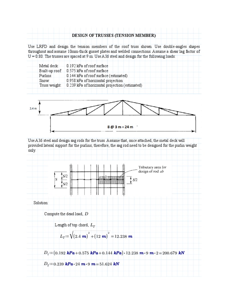 Design of Trusses Tension Members | PDF | Truss | Applied And ...