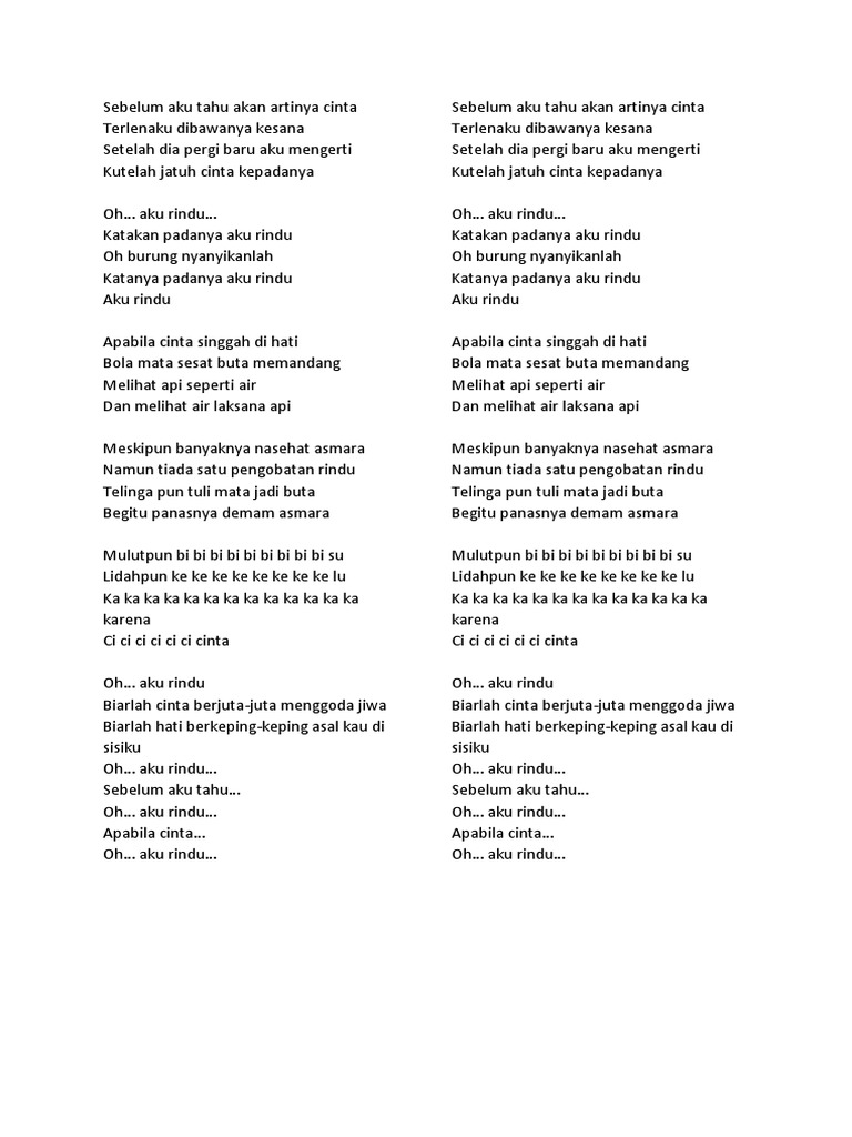 Lirik Lagu Ini Rindu Pdf