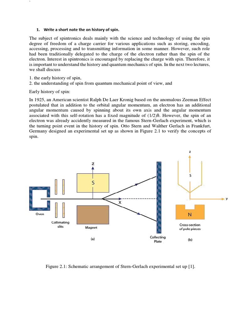 History and Quantum Mechanics of Spin | PDF | Spin (Physics) | Electron