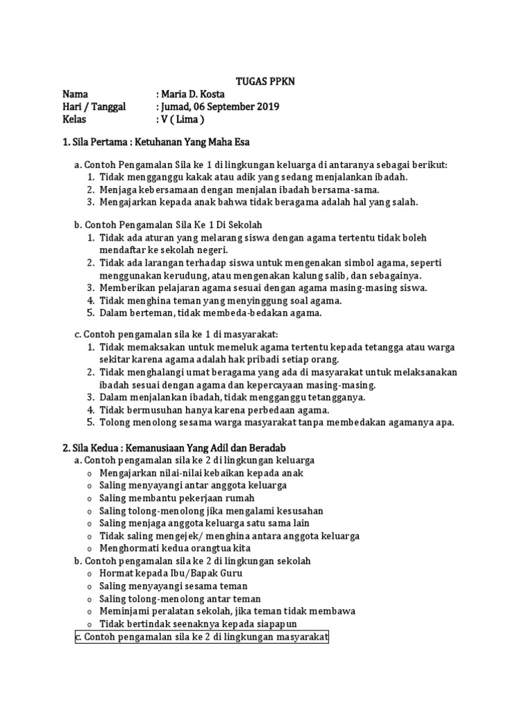 Contoh Pengamalan Sila Ke 2 Di Lingkungan Keluarga