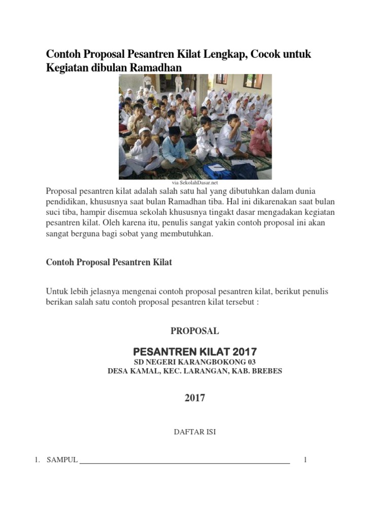 Contoh Proposal Pesantren Kilat Lengkap