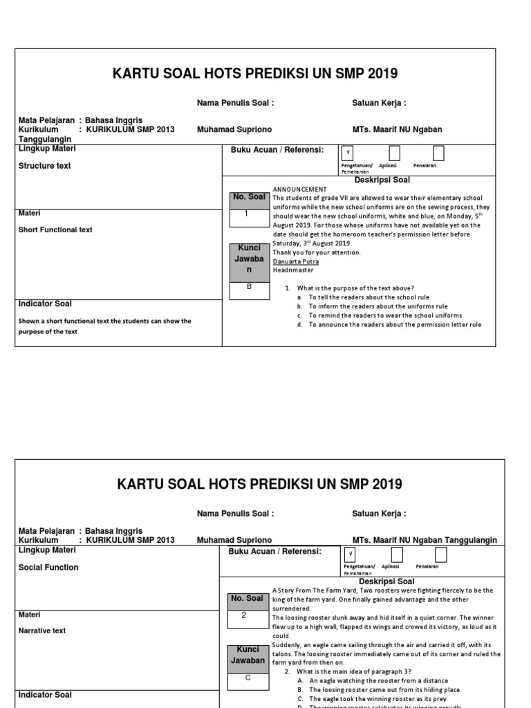Soal Hots Narrative Text - All Desain