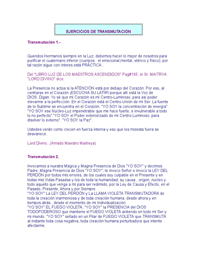 Ejercicios de Transmutación | PDF | Amor | Perdón