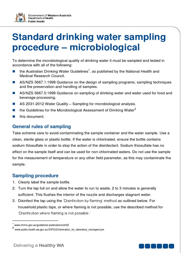Water Sampling PDF Disinfectant Drinking Water