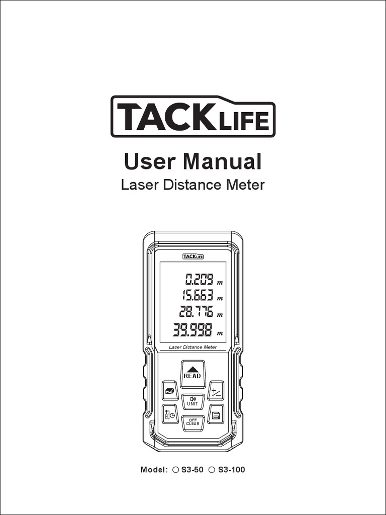 Tacklife S350 Laser Distance Meter PDF Area Physics