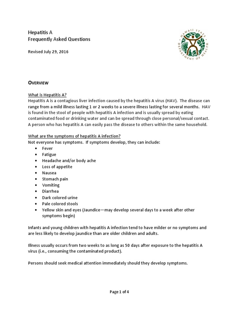 Hepatitis A: FAQs and Prevention Guide | PDF | Hepatitis | Infection
