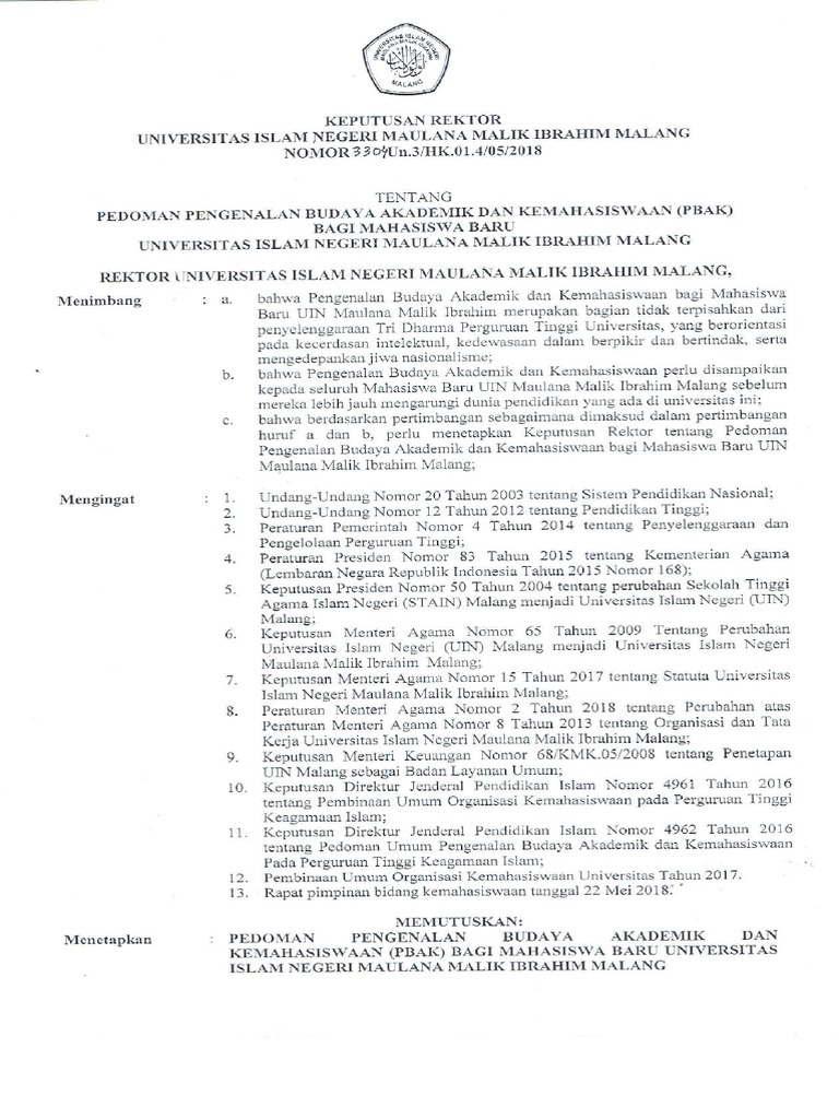 Pedoman PBAK 2018 PDF | PDF