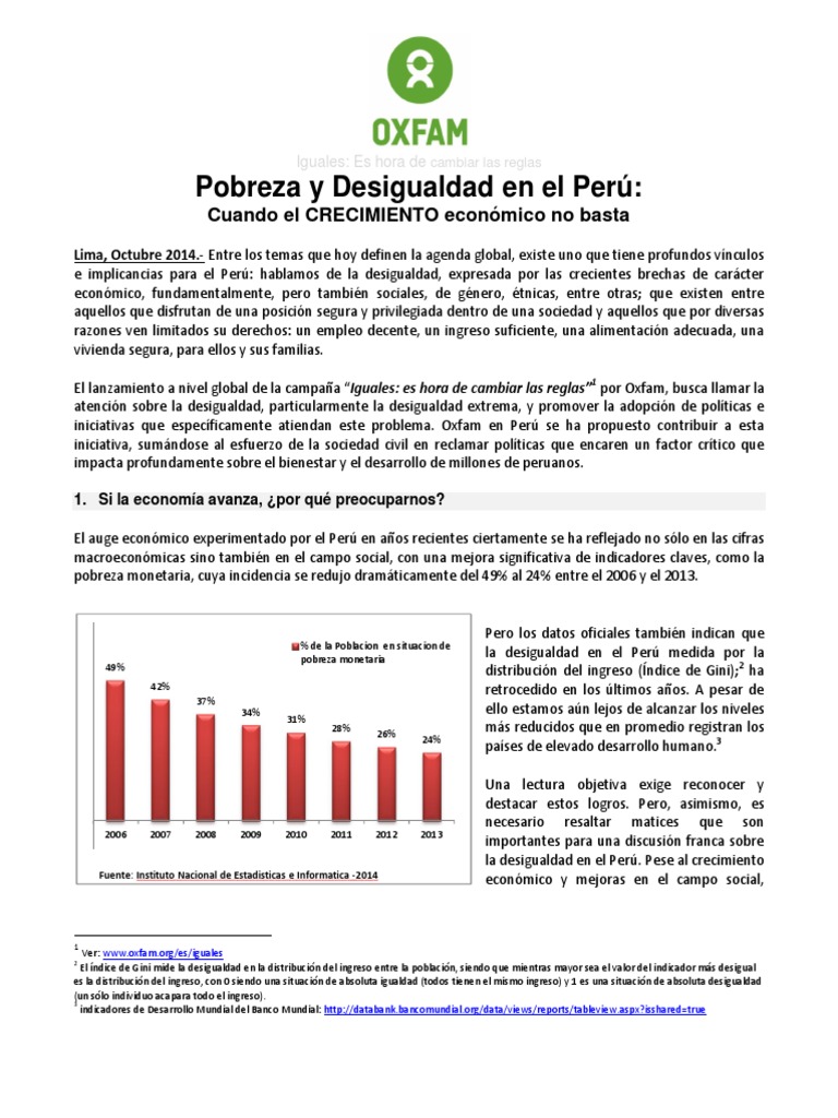 Pobreza y Desigualdad en El Peru PDF | PDF | Pobreza | Pobreza e indigencia