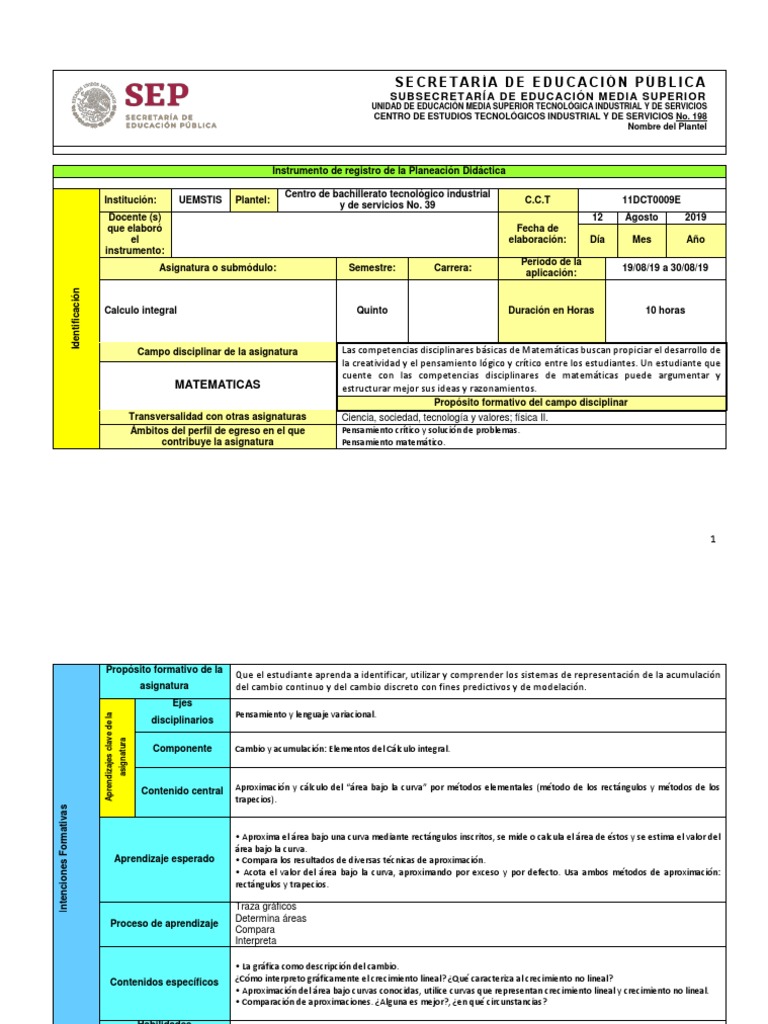 Planeación Calculo Integral | PDF | Comunicación | Función (Matemáticas)