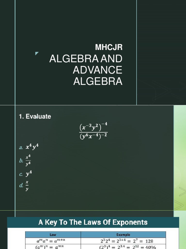 Algebra Evaluations and Solutions Guide | PDF | Integer | Fraction ...