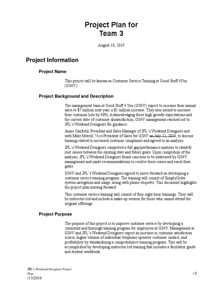 Project Plan For Team 3 PDF Usability Instructional Design