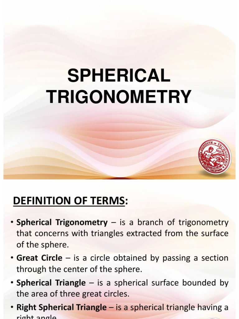 Spherical Trigonometry Overview | PDF | Trigonometric Functions | Sine