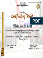 Certificate of Merit: Ahlieza Mae M. Burog