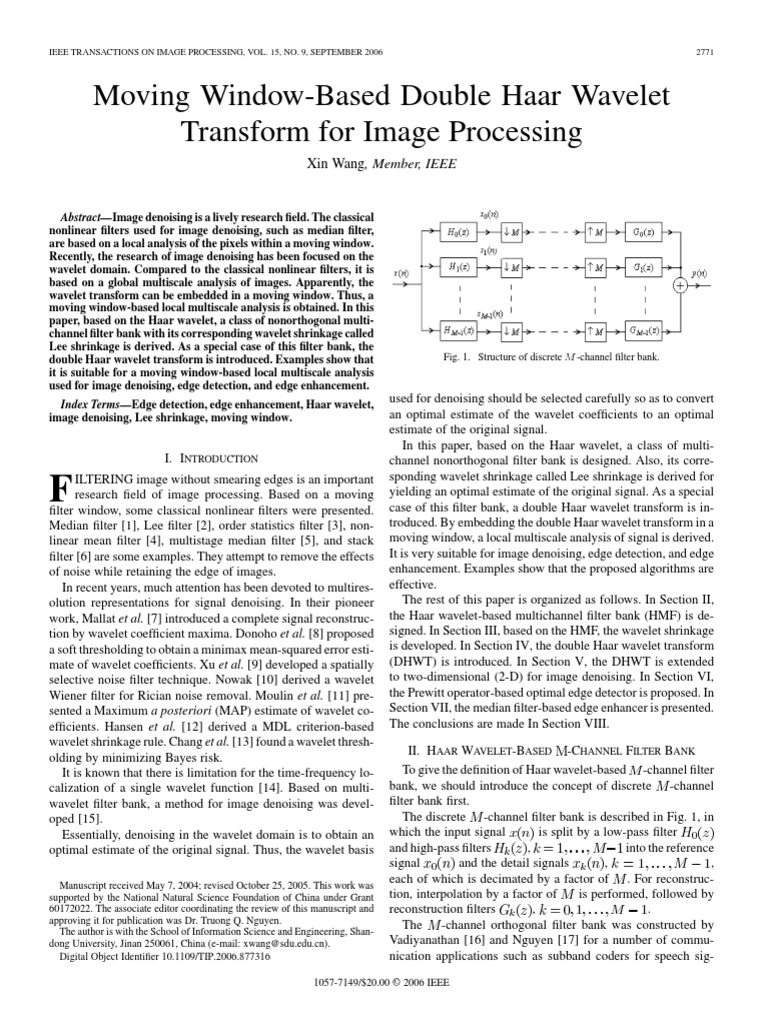 Moving Window-Based Double Haar Wavelet Transform For Image Processing ...