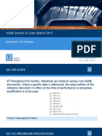 ASME Section IX Code Edition 2017 Summary of Changes: Working Together For A Safer World