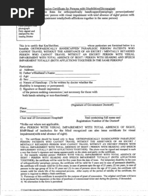 Concession Certificate Divyang