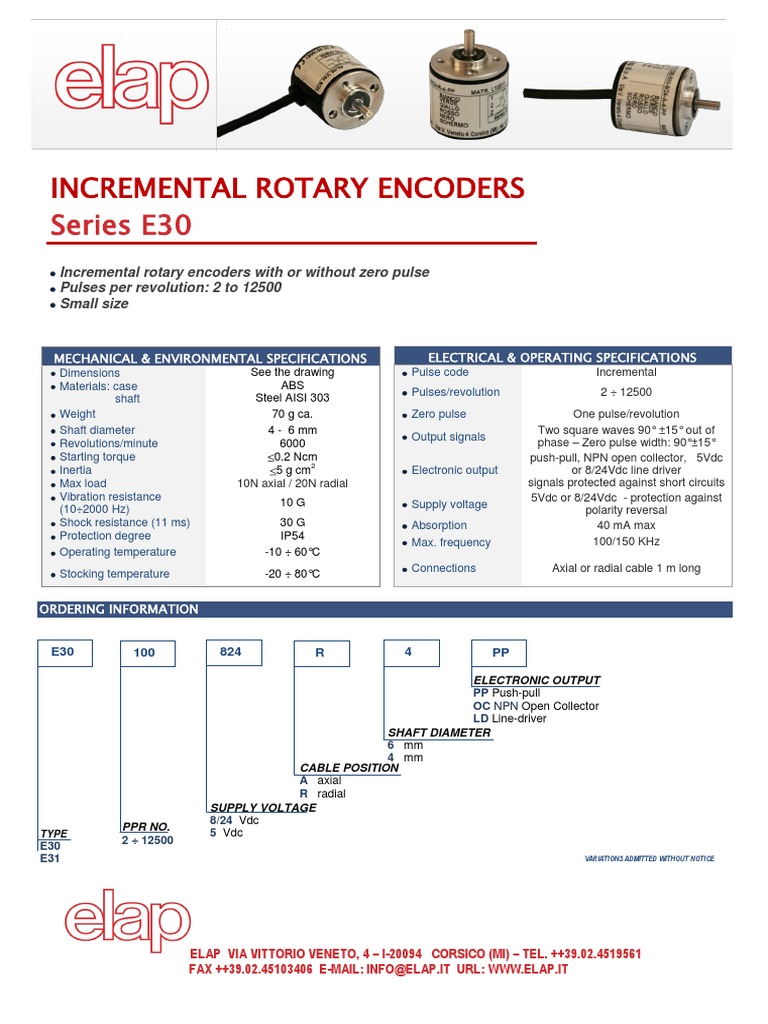 Incremental Rotary Encoder E30 Specifications | PDF | Bipolar Junction ...