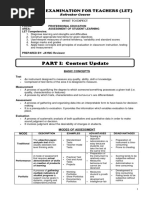 PART I: Content Update: Licensure Examination For Teachers (Let)