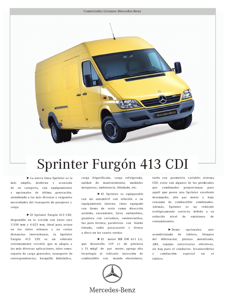 Ficha Técnica Mercedes Sprinter 413 CDI | PDF | Eje | Suspensión (Vehículo)
